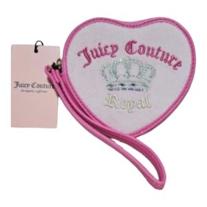 Juicy Couture Royal Pink Heart Shaped Wristlet Pouch - Kingdom Heart Zip Around